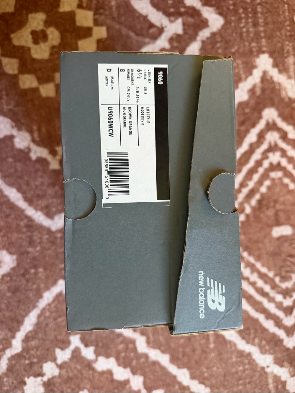 New Balance 9060 Shoes in Orange, taupe, and cream - Picture 5 of 6